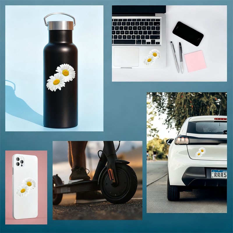 1pc Fashion Daisy Car Stickers - Yellow Laptop Accessories avaliação e preço