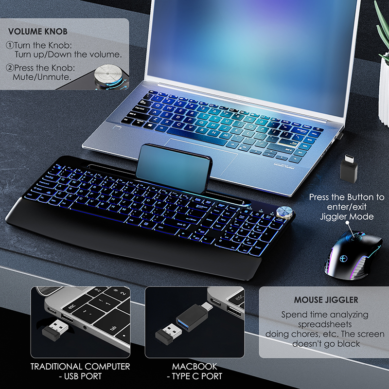 2.4G&Type-C Wireless Keyboard  - Laptop Accessories Combo avaliação e preço