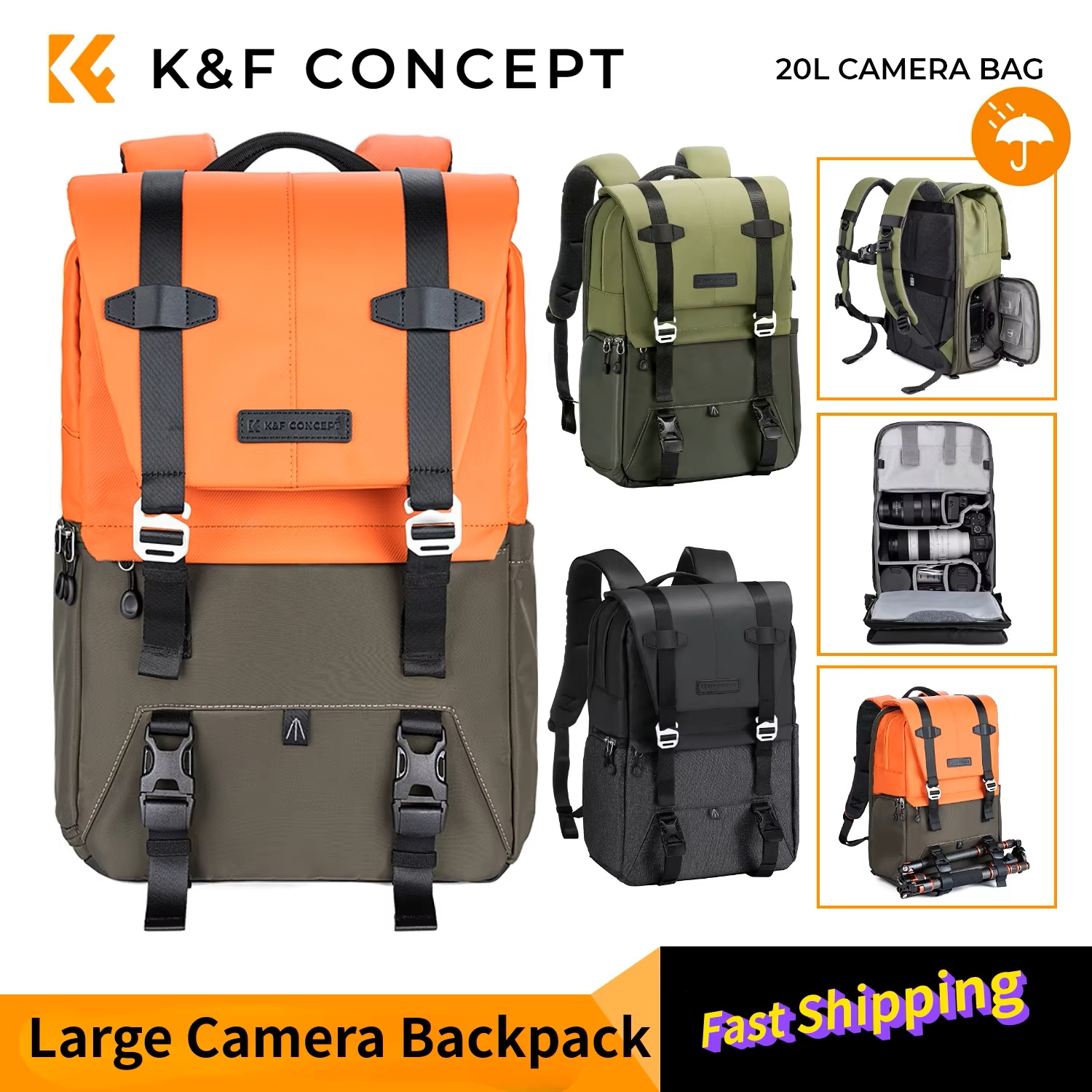 K&F CONCEPT Camera Backpack Tr - Laptop Accessories Case avaliação e preço